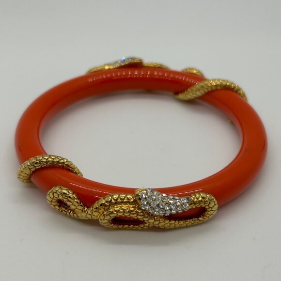 Coral Snake Bangle Bracelet Gold Snake Serpent Crystals Animal Wrap Statement - Picture 2 of 10